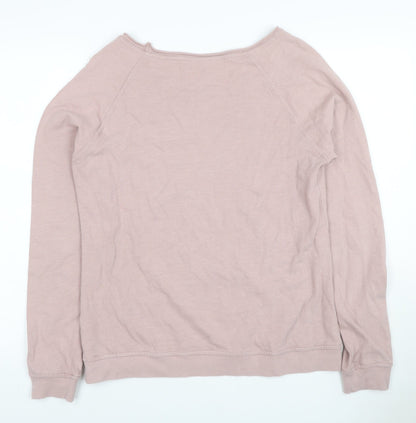One Look Women’s Pink UK 12 Rhinestone Pullover Sweatshirt