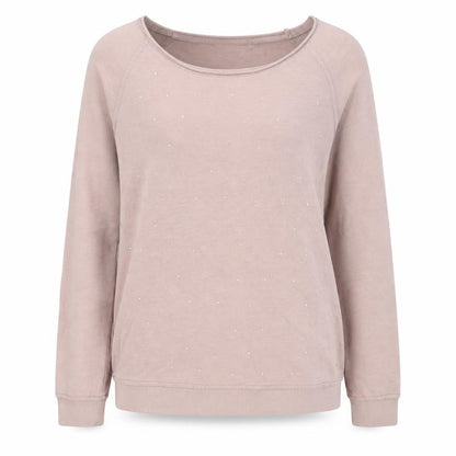 One Look Women’s Pink UK 12 Rhinestone Pullover Sweatshirt