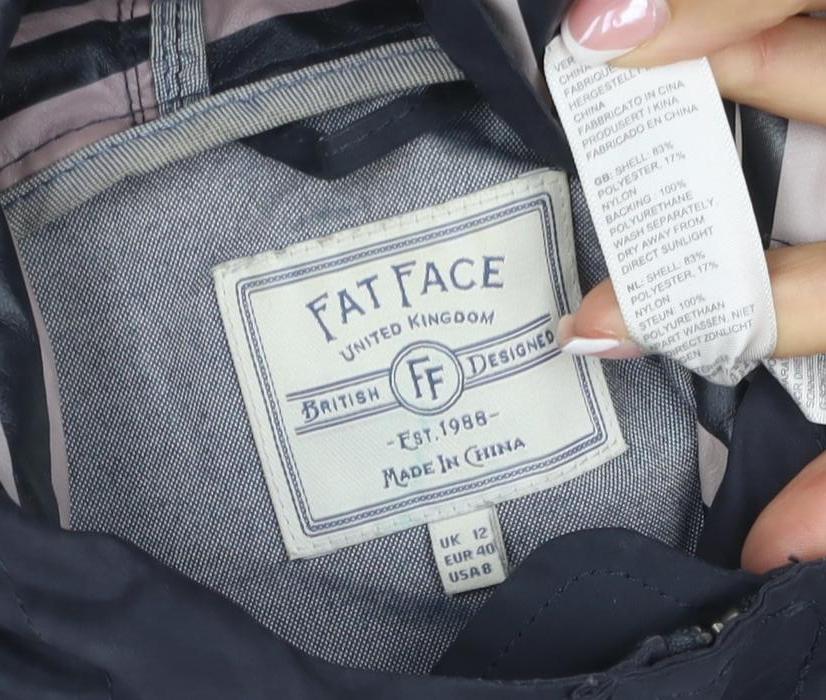 Fat Face Women’s Navy Blue UK 12 Hooded Parka Toggle Coat