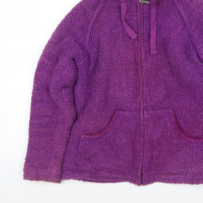 Weird Fish Women’s Purple Hooded Fleece Jacket Size M Full Zip