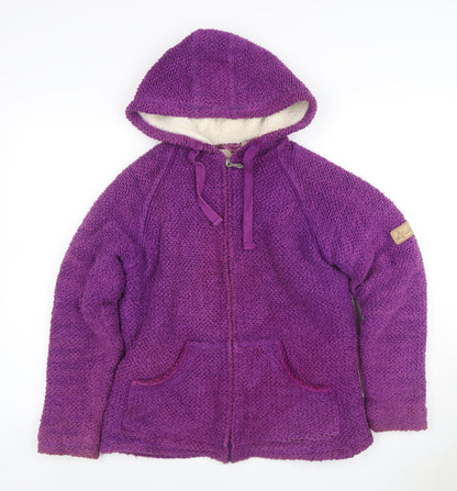 Weird Fish Women’s Purple Hooded Fleece Jacket Size M Full Zip