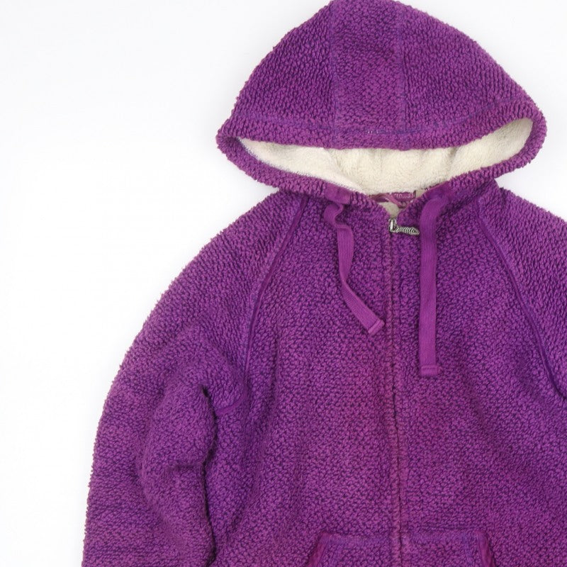 Weird Fish Women’s Purple Hooded Fleece Jacket Size M Full Zip
