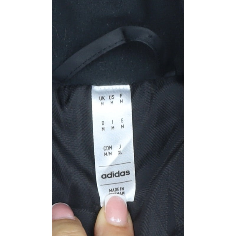 adidas Men Black M Puffer Jacket Hooded Macclesfield FC Quilted Logo