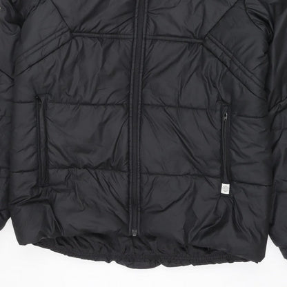 adidas Men Black M Puffer Jacket Hooded Macclesfield FC Quilted Logo