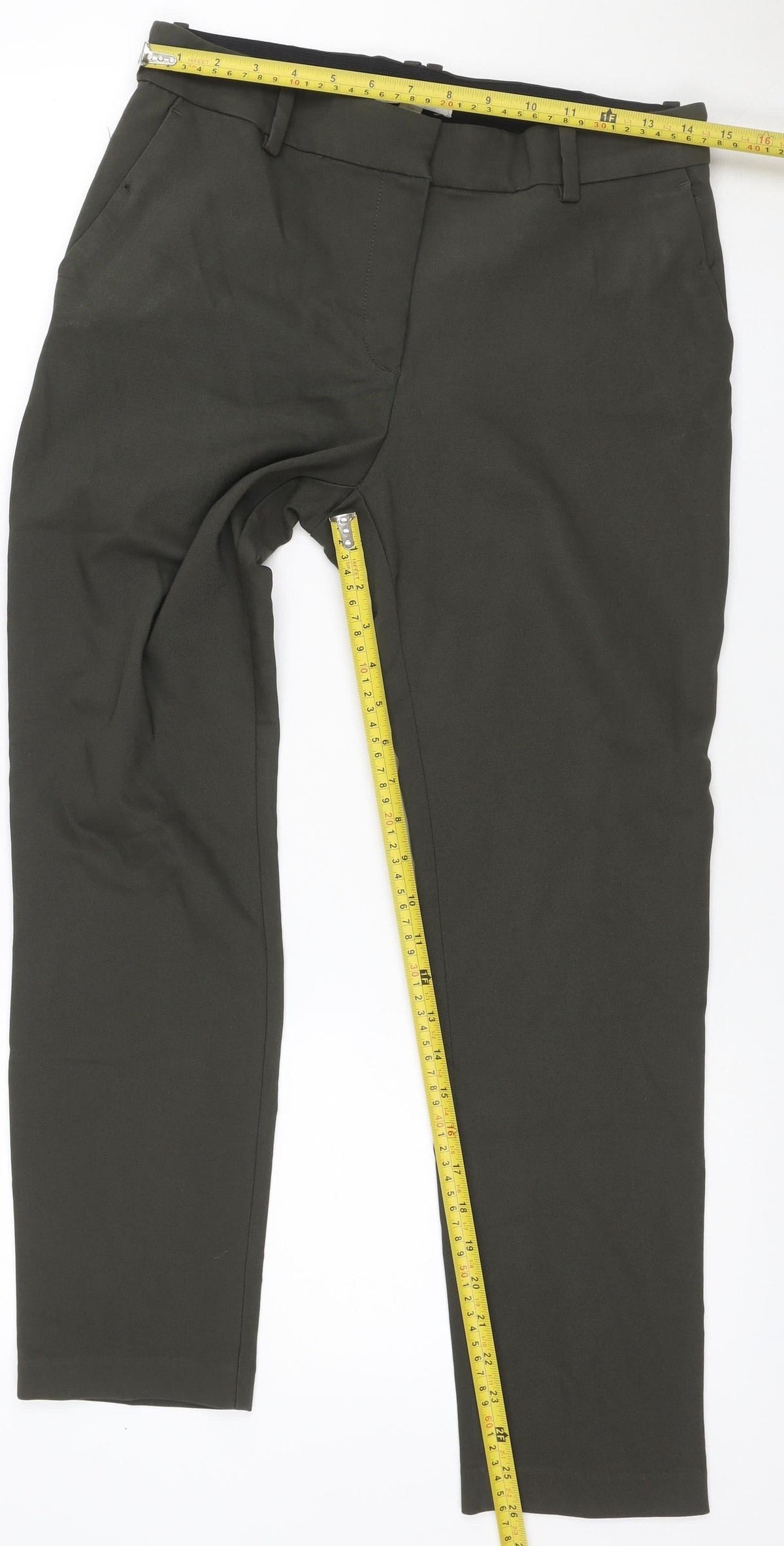 H&M Women’s Black UK 12 Straight Leg Elastic Waist Dress Trousers