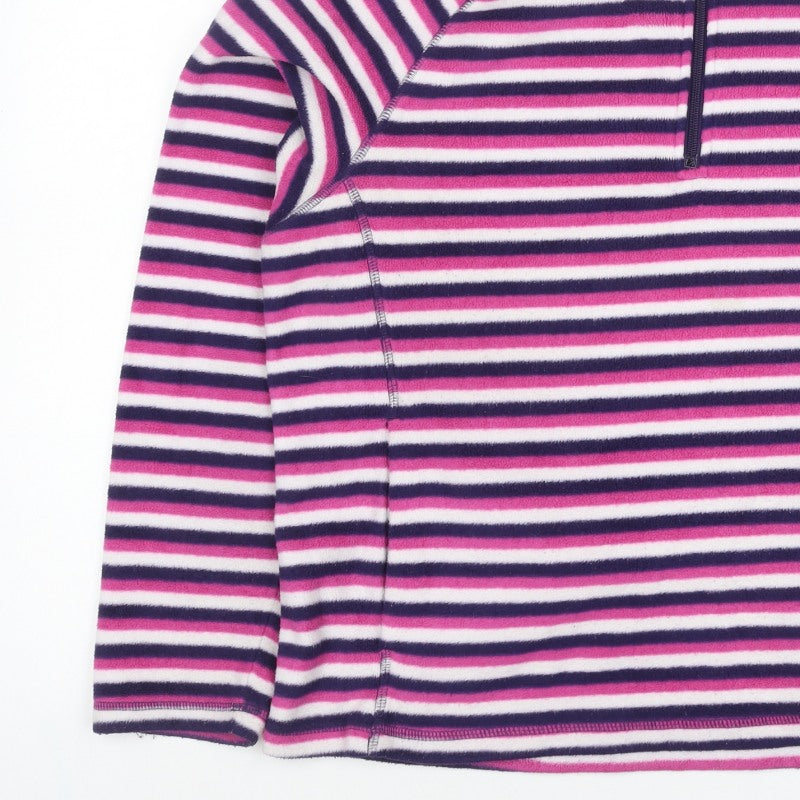 Marks and Spencer Women’s Multicoloured UK 20 Striped 1/4 Zip Fleece Sweatshirt