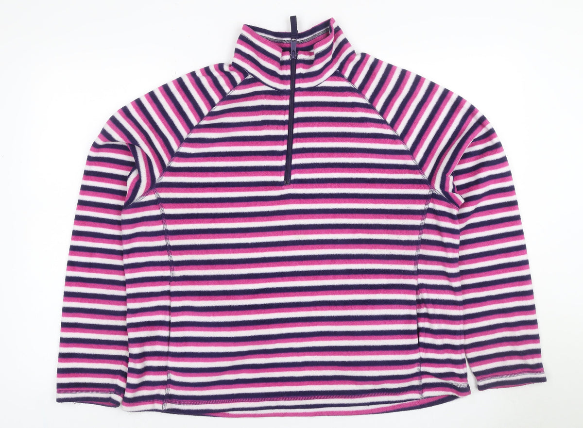 Marks and Spencer Women’s Multicoloured UK 20 Striped 1/4 Zip Fleece Sweatshirt