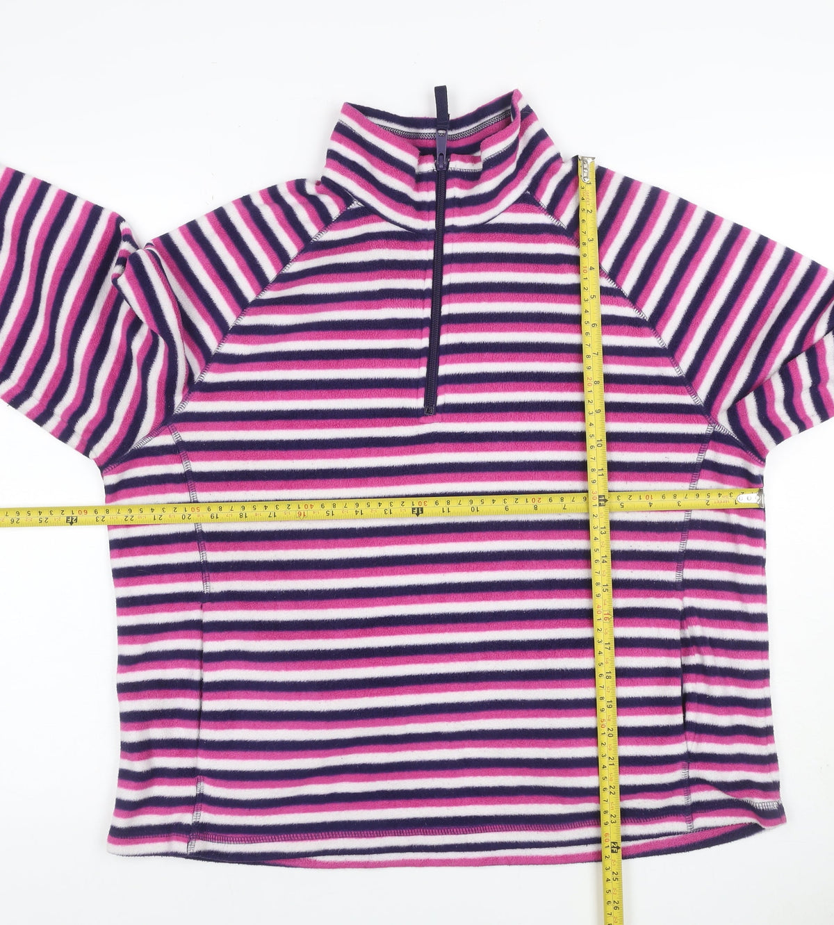 Marks and Spencer Women’s Multicoloured UK 20 Striped 1/4 Zip Fleece Sweatshirt