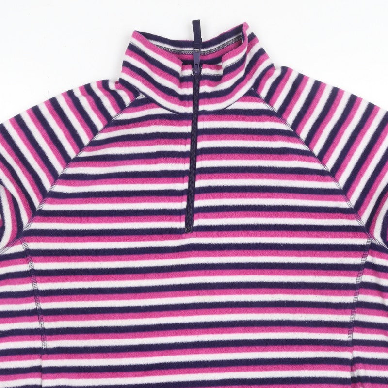 Marks and Spencer Women’s Multicoloured UK 20 Striped 1/4 Zip Fleece Sweatshirt
