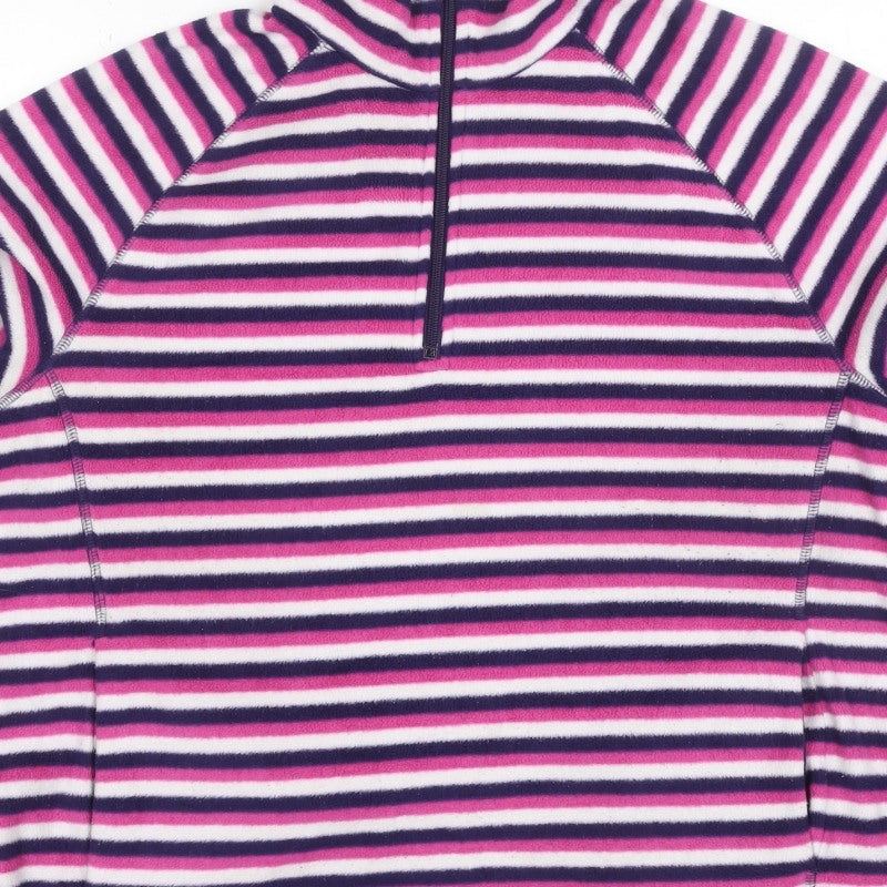 Marks and Spencer Women’s Multicoloured UK 20 Striped 1/4 Zip Fleece Sweatshirt