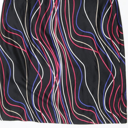 Marks & Spencer Women Black Multicolour UK 14 Shift Dress Wavy Stripe Zip