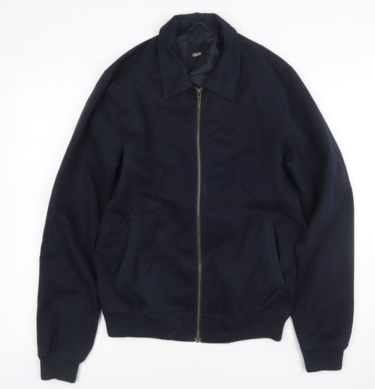 ASOS Men’s Blue S Bomber Jacket Full Zip Lined Casual