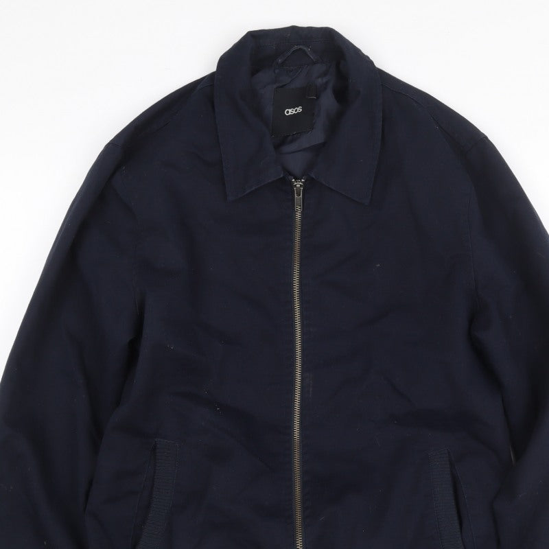 ASOS Men’s Blue S Bomber Jacket Full Zip Lined Casual