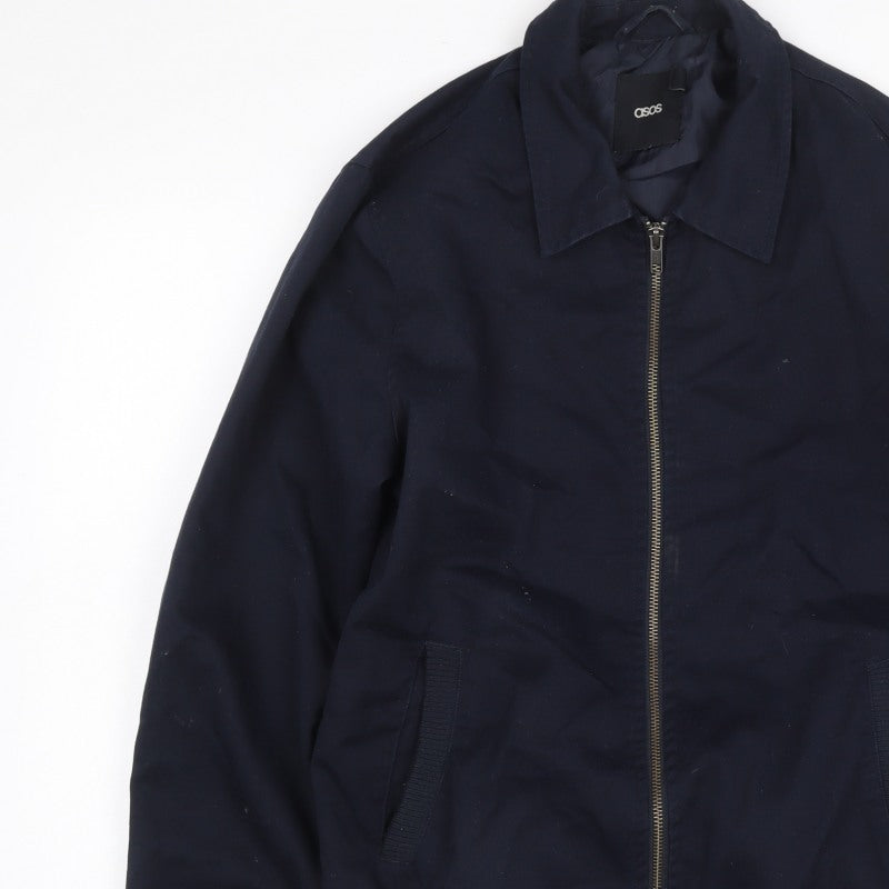 ASOS Men’s Blue S Bomber Jacket Full Zip Lined Casual