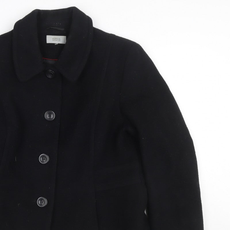 Marks and Spencer Women’s Black UK 16 Wool Blend Button Jacket