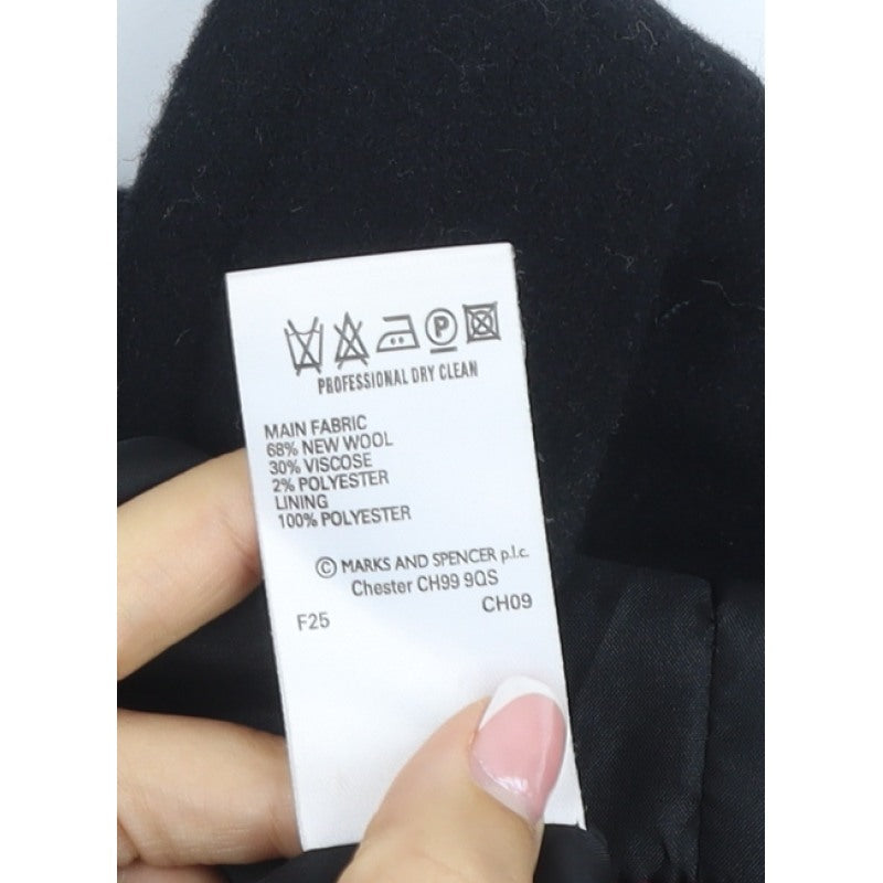 Marks and Spencer Women’s Black UK 16 Wool Blend Button Jacket