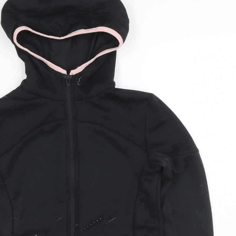 Decathlon Girls Black Pink Full Zip Sports Hoodie 10-11 Years