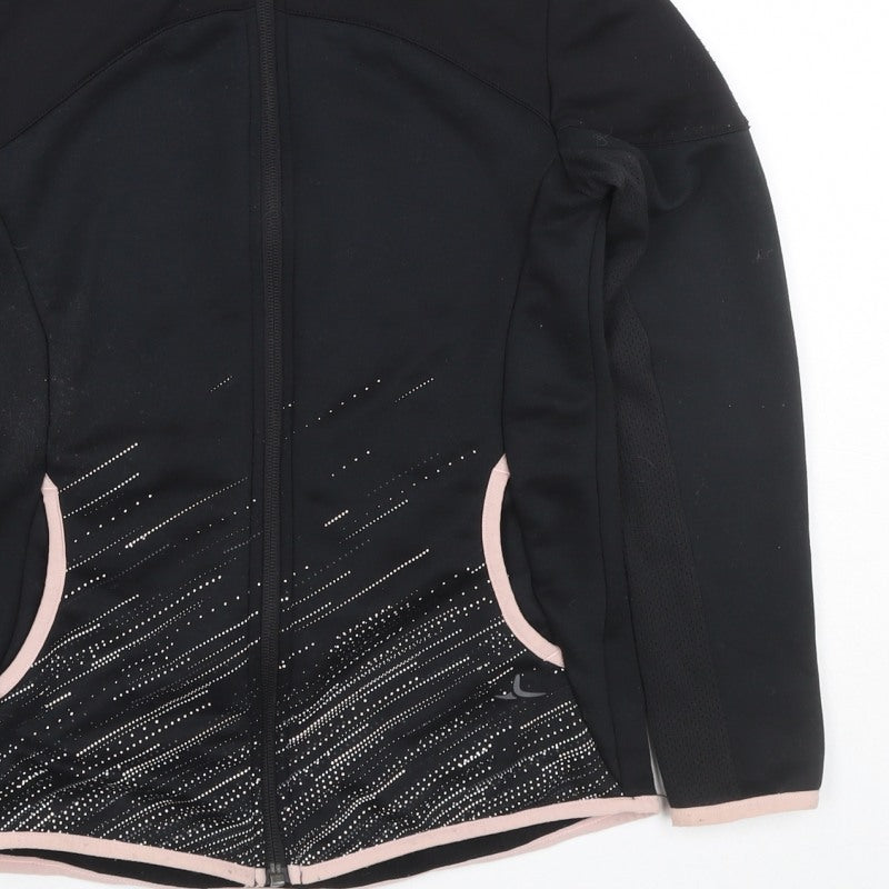 Decathlon Girls Black Pink Full Zip Sports Hoodie 10-11 Years