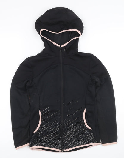Decathlon Girls Black Pink Full Zip Sports Hoodie 10-11 Years