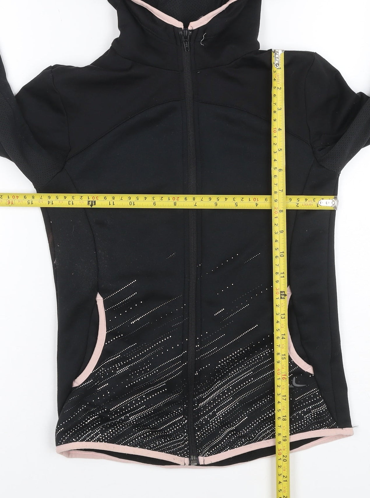 Decathlon Girls Black Pink Full Zip Sports Hoodie 10-11 Years