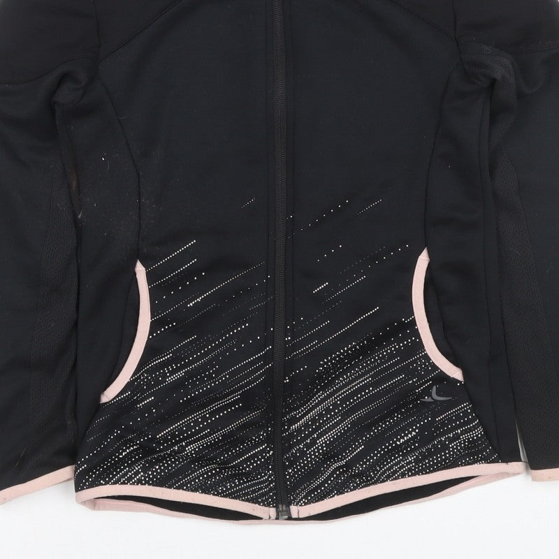 Decathlon Girls Black Pink Full Zip Sports Hoodie 10-11 Years