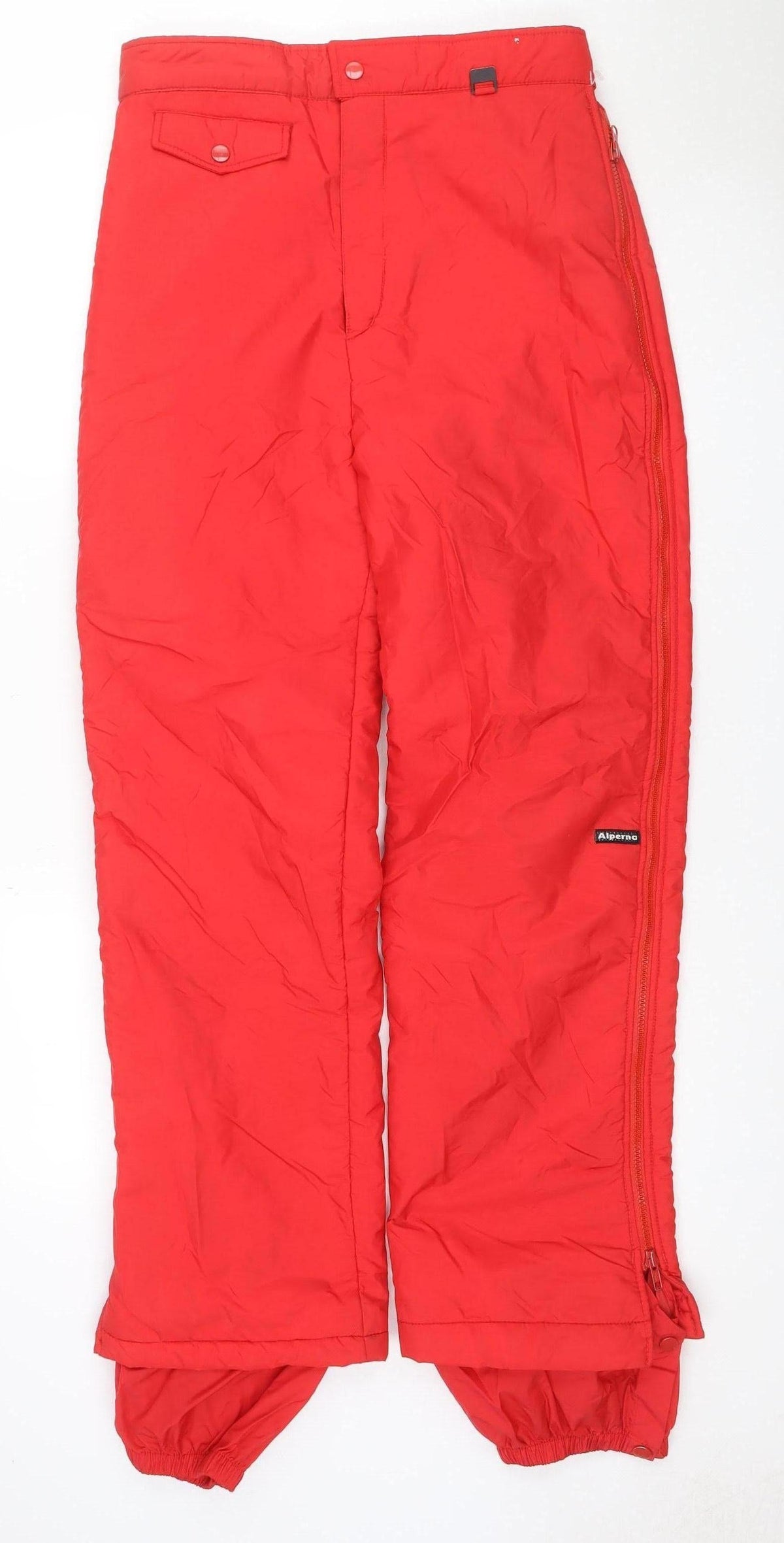 Alpina Women Red M Insulated Ski Snow Pants Zip Leg Pockets