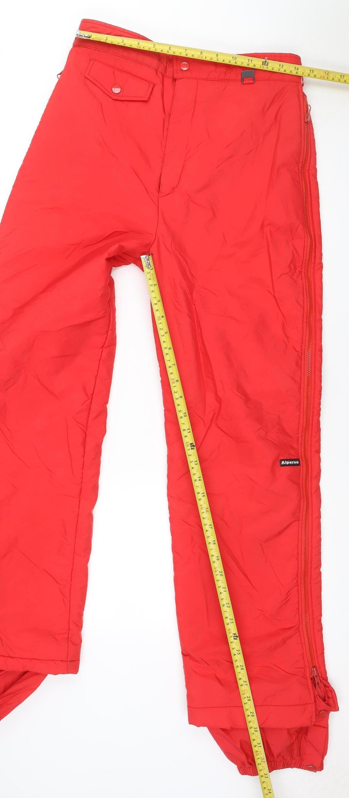 Alpina Women Red M Insulated Ski Snow Pants Zip Leg Pockets