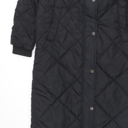 Threadbare Women’s Black UK 10 Long Hooded Quilted Puffer Jacket