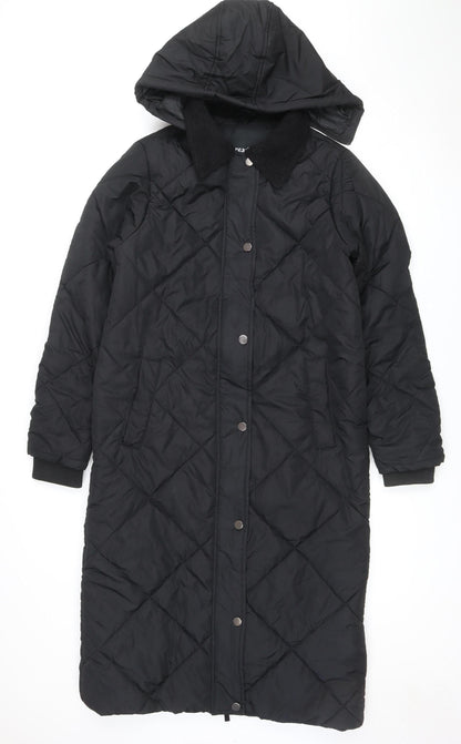 Threadbare Women’s Black UK 10 Long Hooded Quilted Puffer Jacket