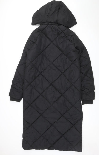 Threadbare Women’s Black UK 10 Long Hooded Quilted Puffer Jacket