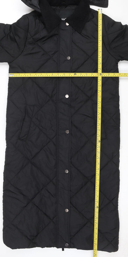 Threadbare Women’s Black UK 10 Long Hooded Quilted Puffer Jacket