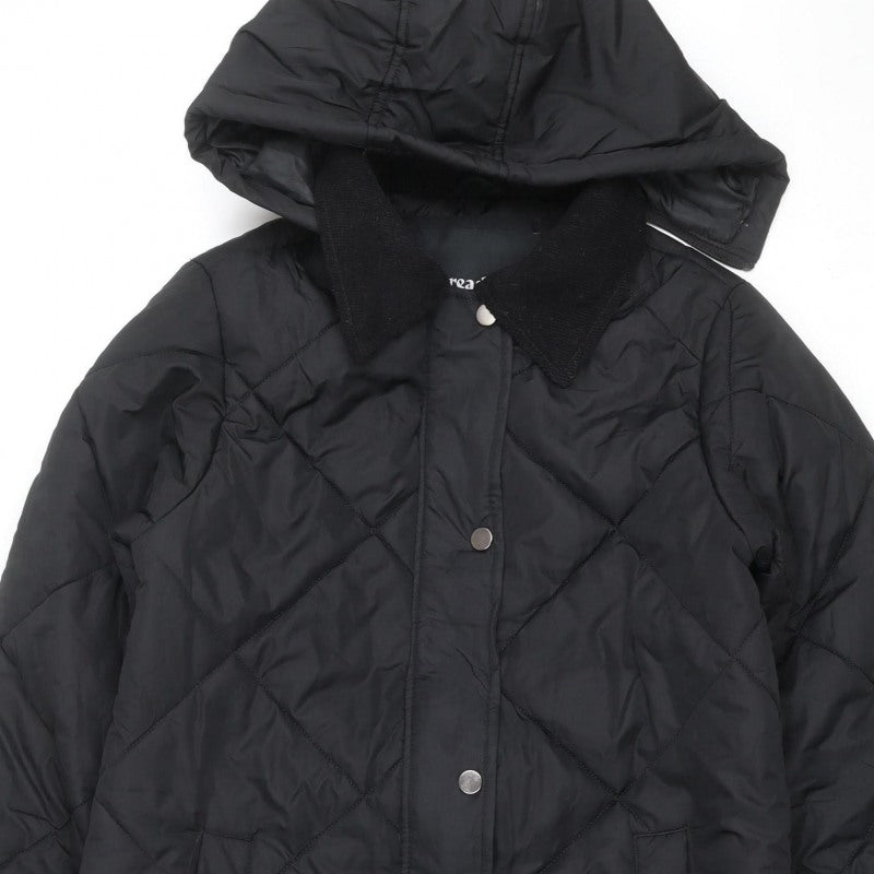 Threadbare Women’s Black UK 10 Long Hooded Quilted Puffer Jacket
