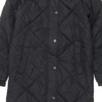 Threadbare Women’s Black UK 10 Long Hooded Quilted Puffer Jacket