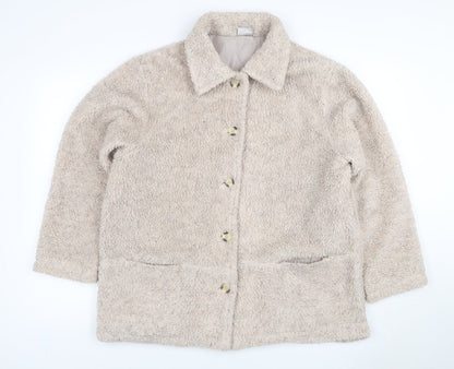 Deans Women's Beige UK 18 Teddy Faux Fur Button Jacket Pockets