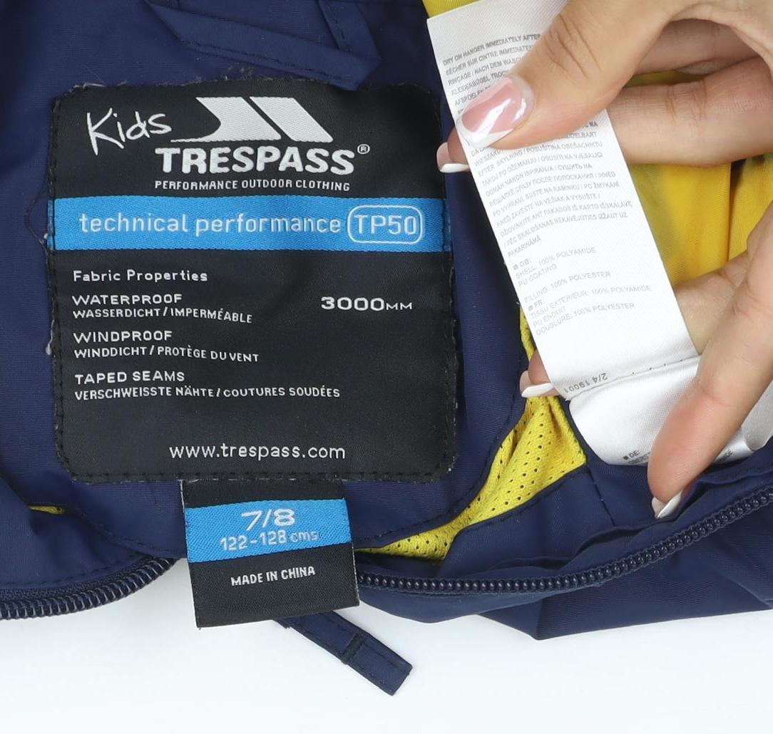 Trespass Boys Blue 7-8 Years Ski Jacket Waterproof Windproof Colourblock
