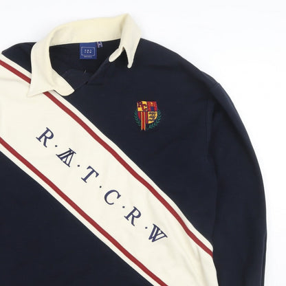 ROMANTIC CROWN Mens Blue M Retro Collared Pullover Sweatshirt