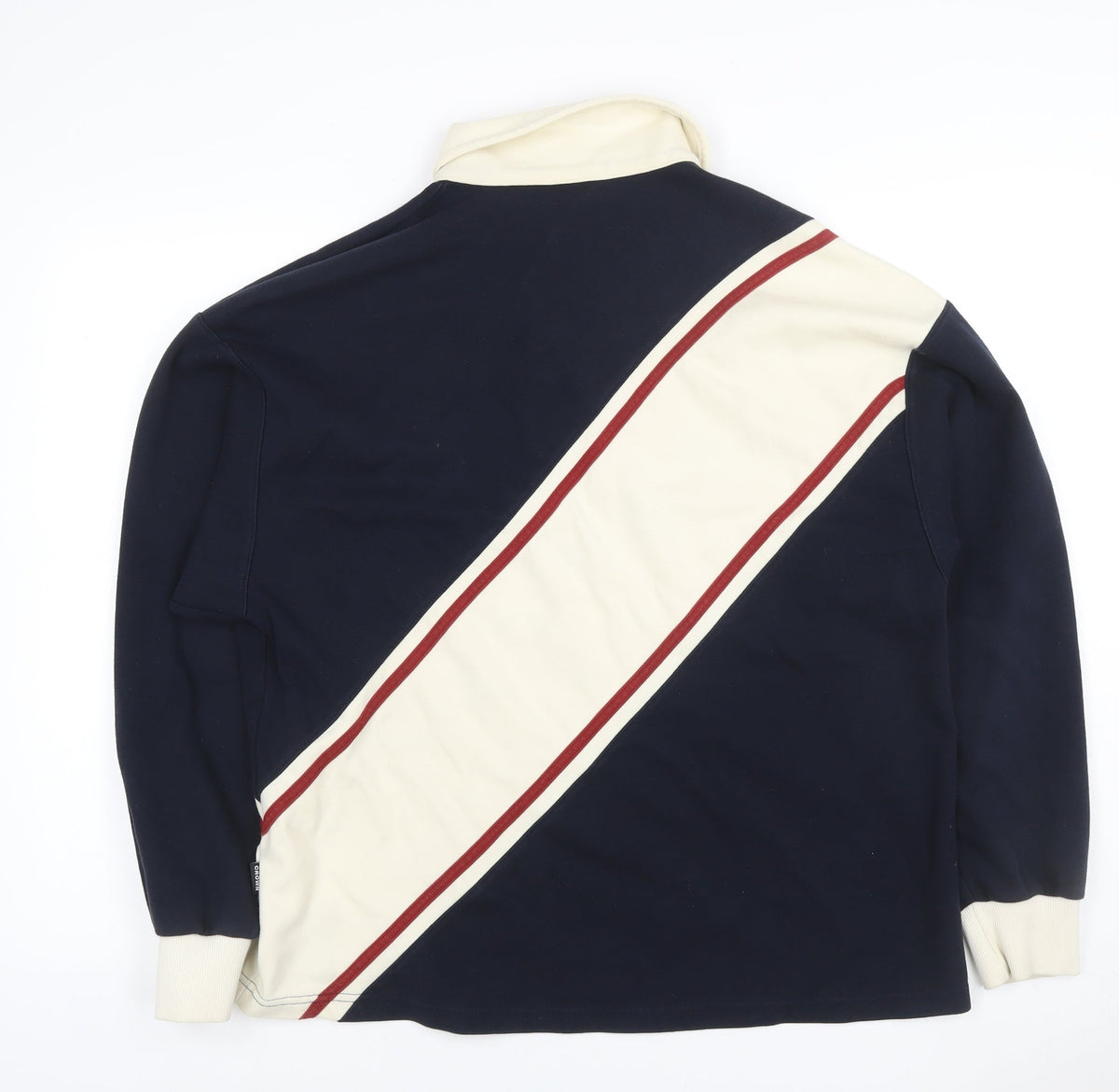 ROMANTIC CROWN Mens Blue M Retro Collared Pullover Sweatshirt