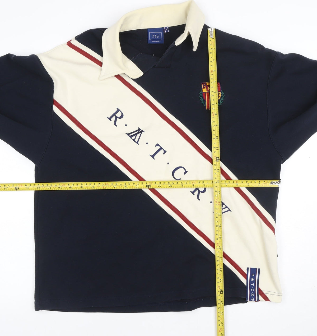 ROMANTIC CROWN Mens Blue M Retro Collared Pullover Sweatshirt