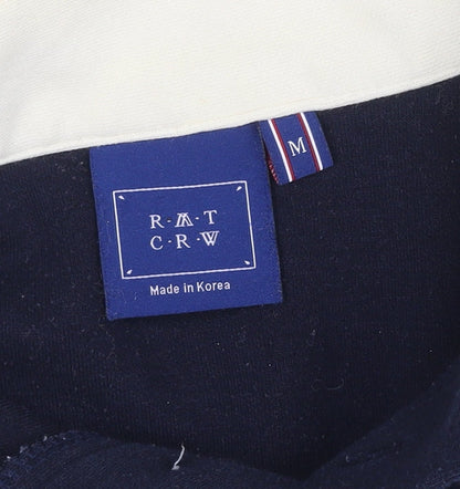 ROMANTIC CROWN Mens Blue M Retro Collared Pullover Sweatshirt