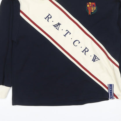 ROMANTIC CROWN Mens Blue M Retro Collared Pullover Sweatshirt