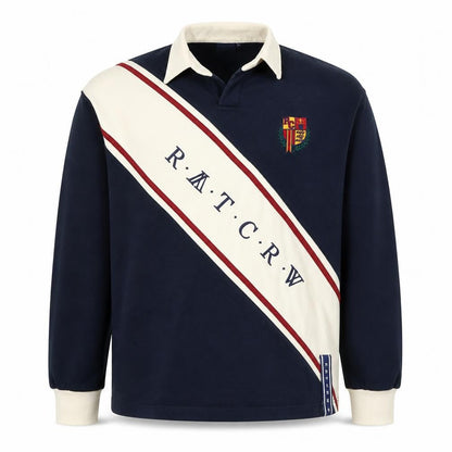 ROMANTIC CROWN Mens Blue M Retro Collared Pullover Sweatshirt