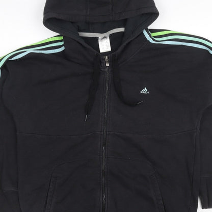 Adidas Women’s Black L Full Zip Hooded 3 Stripe Fleece Hoodie
