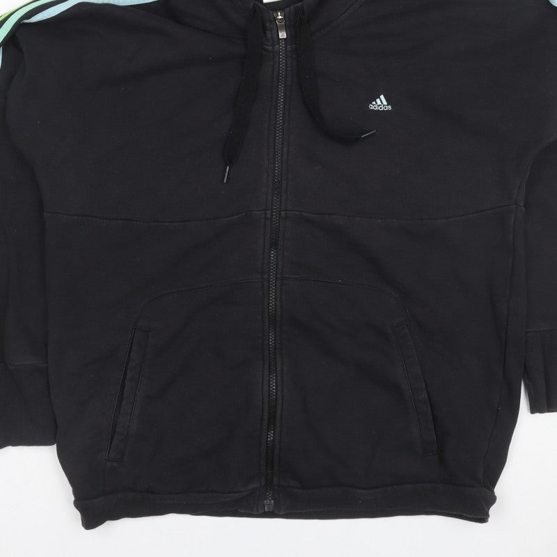 Adidas Women’s Black L Full Zip Hooded 3 Stripe Fleece Hoodie