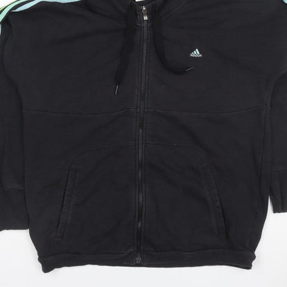 Adidas Women’s Black L Full Zip Hooded 3 Stripe Fleece Hoodie