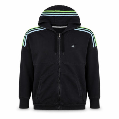 Adidas Women’s Black L Full Zip Hooded 3 Stripe Fleece Hoodie