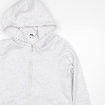 Slazenger Women Grey UK 14 Full Zip Hooded Fleece Hoodie