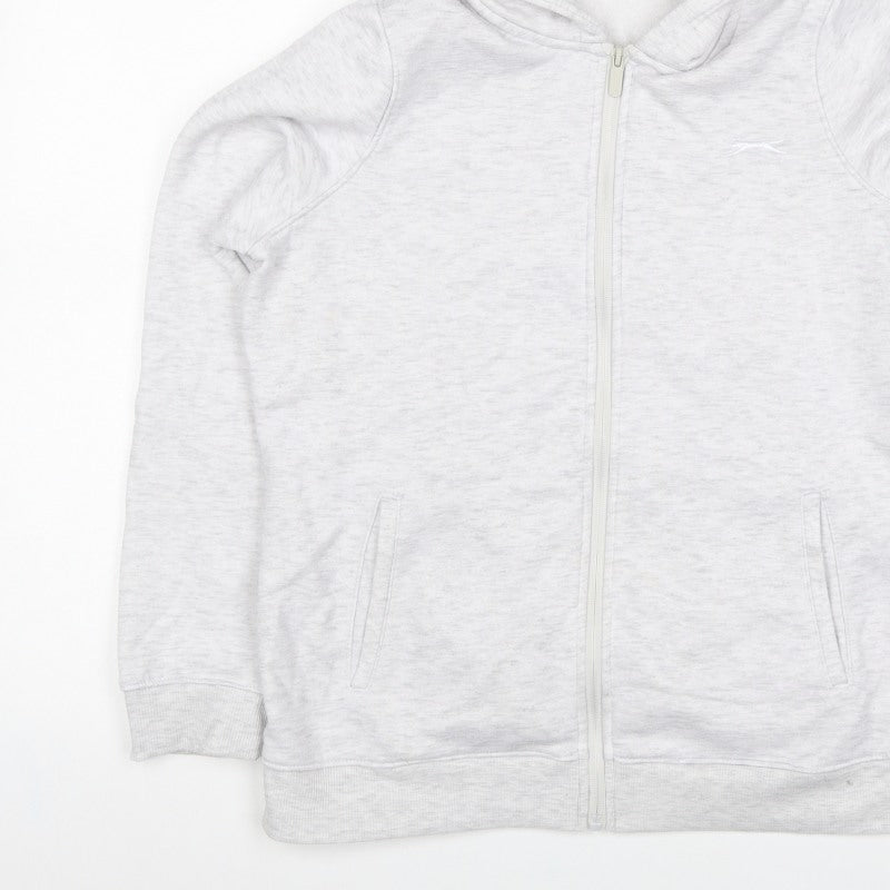 Slazenger Women Grey UK 14 Full Zip Hooded Fleece Hoodie