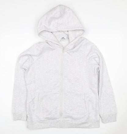 Slazenger Women Grey UK 14 Full Zip Hooded Fleece Hoodie