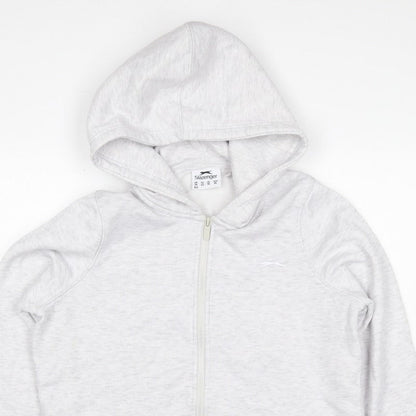 Slazenger Women Grey UK 14 Full Zip Hooded Fleece Hoodie