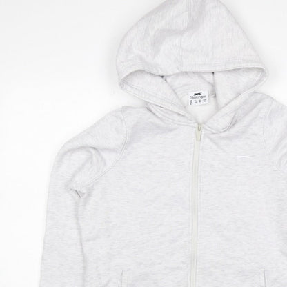Slazenger Women Grey UK 14 Full Zip Hooded Fleece Hoodie